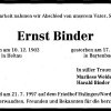Binder Ernst 1903-1997 Todesanzeige